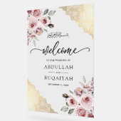 Pink Roses Gold Lace Muslim Wedding Welcome Acryl Bord (Hoek)