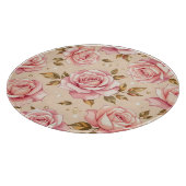 Pink Roses Golden Leaves Pattern Snijplank (Hoek)