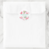 Pink Roses & Green Foliage Wedding Personalized Ronde Sticker (Tas)