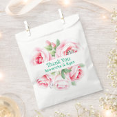 Pink Roses & Green Foliage Wedding Thank You Bedankzakje (Geknipt)