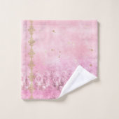 Pink Roses Grunge Damask - Badhanddoek set Bad Handdoek (Wasdoekje)