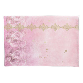 Pink Roses Grunge Damask - Kussensloop