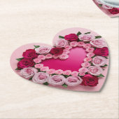 Pink Roses hartvormige Onderzetter set (Gekanteld)