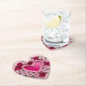 Pink Roses hartvormige Onderzetter set (Insitu)