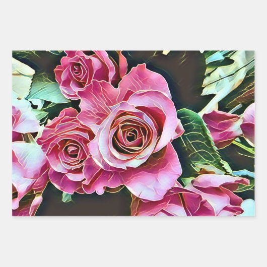 PINK ROSES INPAKPAPIER VEL (Voorkant 2)