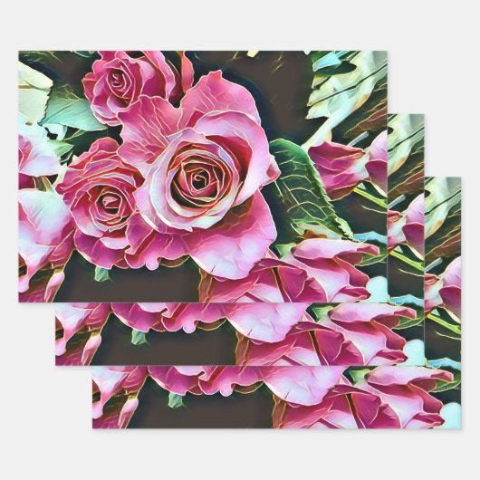 PINK ROSES INPAKPAPIER VEL (Set)