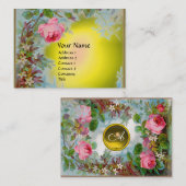 PINK ROSES & JASMINES MONOGRAM GEM geel wit Visitekaartje (Voorkant / Achterkant)