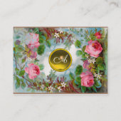 PINK ROSES & JASMINES MONOGRAM GEM geel wit Visitekaartje (Achterkant)