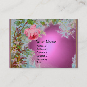 PINK ROSES & JASMINES MONOGRAM GEM STONE ,Fuchsia Visitekaartje