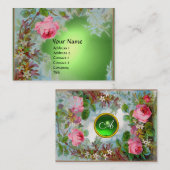 PINK ROSES & JASMINES MONOGRAM GEM STONE green Visitekaartje (Voorkant / Achterkant)