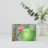 PINK ROSES & JASMINES MONOGRAM GEM STONE green Visitekaartje (Staand voorkant)