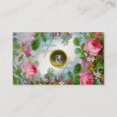 PINK ROSES & JASMINES MONOGRAM GEM STONE grijs Visitekaartje (Achterkant)