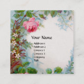 PINK ROSES, JASMINES RED GEM MONOGRAM Luxury White Vierkante Visitekaartje (Voorkant)