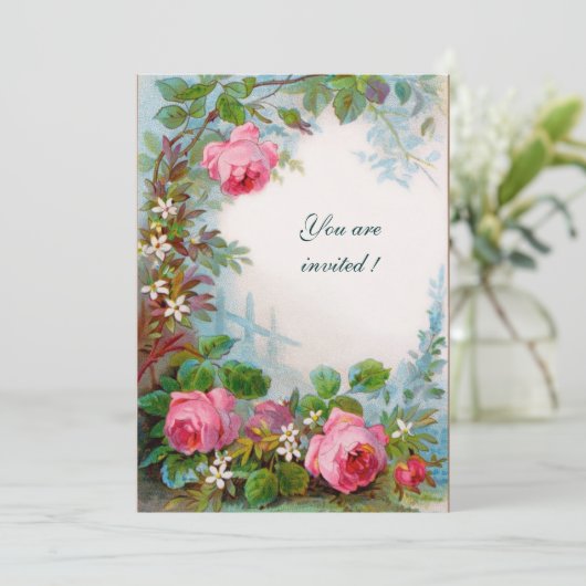 PINK ROSES & JASMINES White Champagne Metallic Kaart (Staand voorkant)