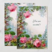 PINK ROSES & JASMINES White Champagne Metallic Kaart (Voorkant / Achterkant)