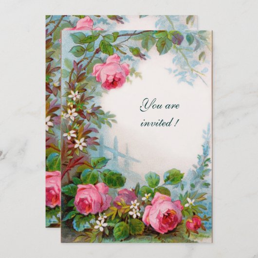 PINK ROSES & JASMINES White Champagne Metallic Kaart (Voorkant / Achterkant)