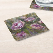 Pink Roses Kartonnen Onderzetters (Schuin)