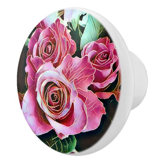 PINK ROSES KERAMISCHE KNOP (Rechts)