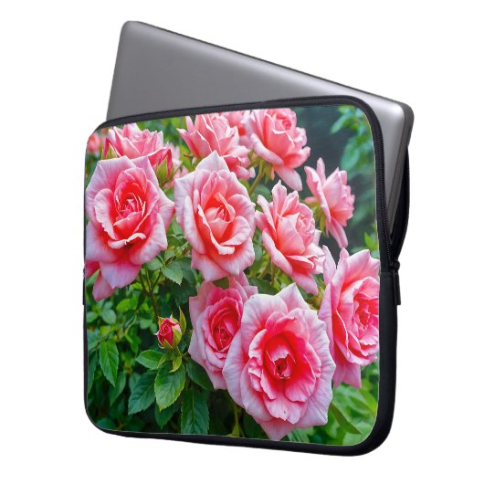 Pink Roses Laptop Sleeve (Voorkant Links)