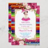 Pink Roses Mexican Fiesta Baby shower Kaart (Voorkant / Achterkant)