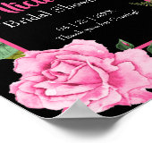 Pink Roses on Black Bridal Shower Welcome Poster (Hoek)