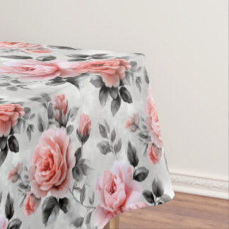 Pink Roses On Gray  Tafelkleed