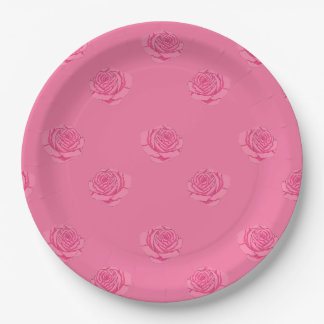 Pink roses papieren bordje