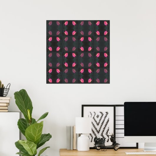 Pink Roses Pattern Poster (Thuiskantoor)