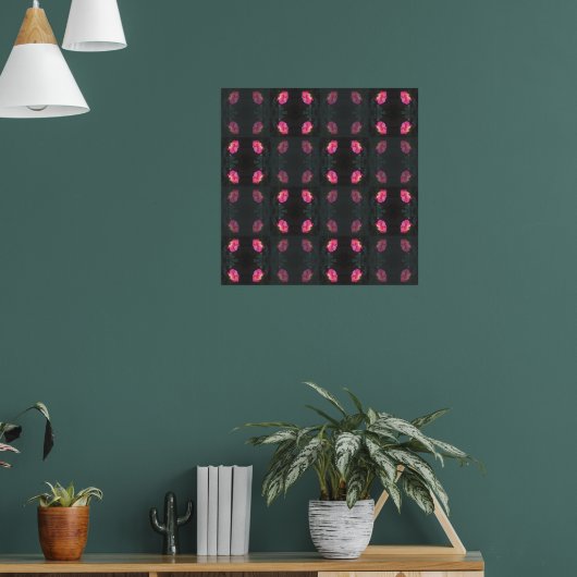 Pink Roses Pattern Poster (Woonkamer 1)