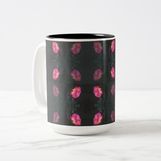 Pink Roses Pattern Tweekleurige Koffiemok (Voorkant links)