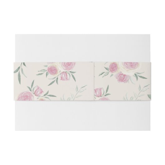 Pink Roses Pattern Uitnodigingen Wikkel (Achterkant Voorbeeld)