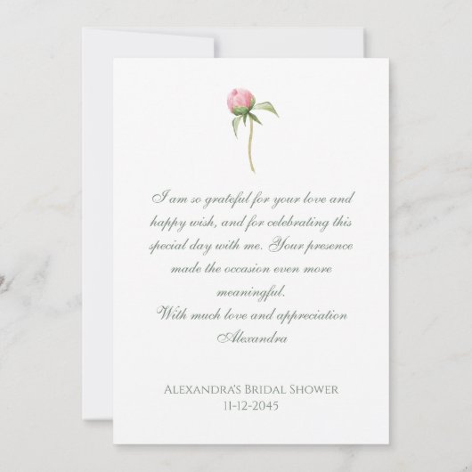 Pink Roses Photo Bridal Shower Thank You Card Bedankkaart (Achterkant)