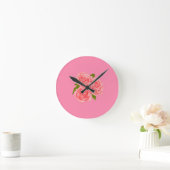 Pink roses ronde klok (Huis)