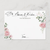Pink Roses Script Advice And Wishes Graduation Informatiekaartje (Voorkant)
