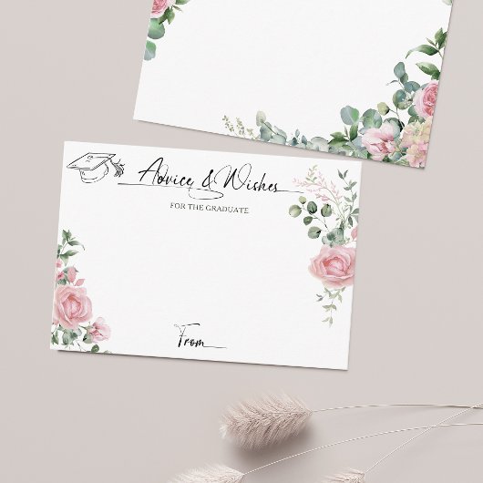 Pink Roses Script Advice And Wishes Graduation Informatiekaartje