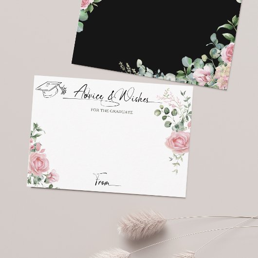 Pink Roses Script Advice And Wishes Graduation Informatiekaartje