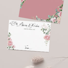 Pink Roses Script Advice And Wishes Graduation Informatiekaartje