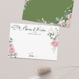 Pink Roses Script Advice And Wishes Graduation Informatiekaartje