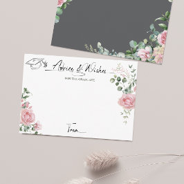 Pink Roses Script Advice And Wishes Graduation Informatiekaartje