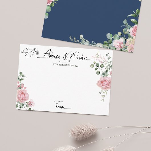 Pink Roses Script Advice And Wishes Graduation Informatiekaartje
