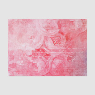 Pink Roses script schrijven noodlijdend Antiek Tissuepapier