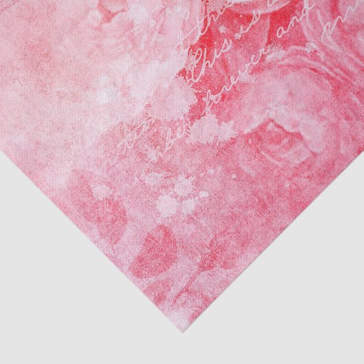 Pink Roses script schrijven noodlijdend Antiek Tissuepapier (Detail)