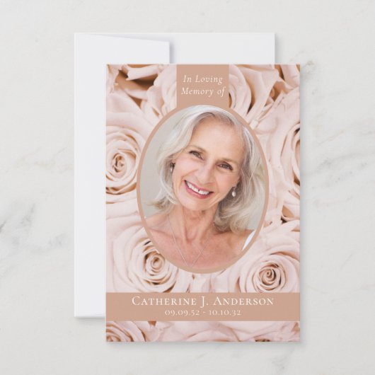 Pink Roses-script Sympathy Memorial Funeral Bedankkaart (Voorkant)