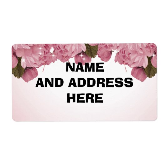 PINK ROSES SHIPPING ADRESETIKETTEN ETIKET (Voorkant)