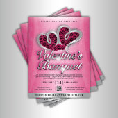 Pink Roses & Silver Hearts Valentine's Banquet Flyer