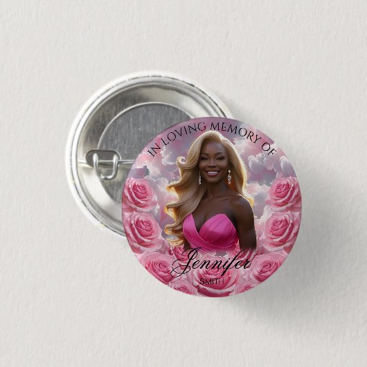 Pink Roses Sky Memorial Button Pink Sky Memorial (Voorkant /achterkant)