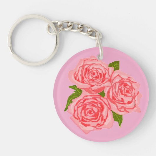 Pink roses sleutelhanger (Voorkant)