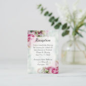 Pink Roses Spring Floral Elegant Wedding Reception Informatiekaartje (Staand voorkant)