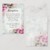 Pink Roses Spring Floral Elegant Wedding Reception Informatiekaartje (Voorkant / Achterkant)