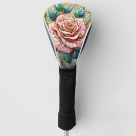 Pink Roses Stained Glass Mosaic Golfheadcover